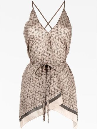 Brunello Cucinelli Womens Beige Patterned Silk Camisole Top, Size L