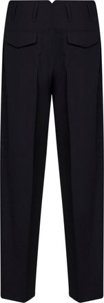 Ami Womens Trousers Double-Pleat Virgin Wool Black