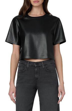 Joe's The Boxy Crop Faux Leather T-Shirt in Black at Nordstrom, Size X-Large