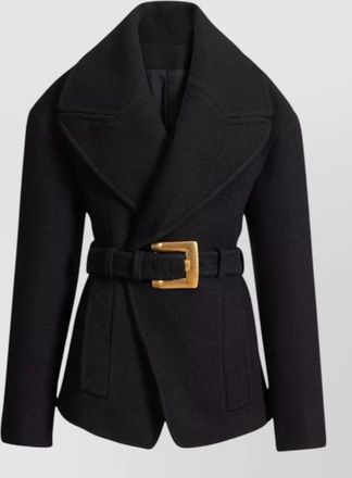 Balmain wool belted short coat