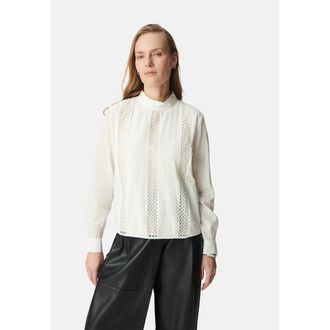 Ikks Kanten blouse, hoge kraag, lange mouwen