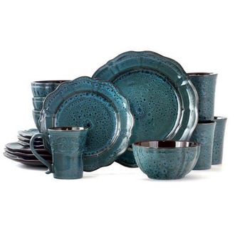 Elama Lavish 16 Piece Dinnerware set with Complete Setting for 4 in Blue at Nordstrom