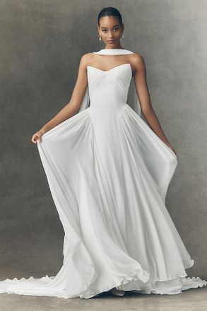 Jenny Yoo Jenny by Jenny Yoo Shiloh Strapless Chiffon Wedding Gown