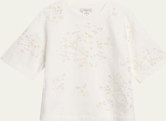 Lafayette 148 New York Eyelet-Embroidered Cotton Sweatshirt