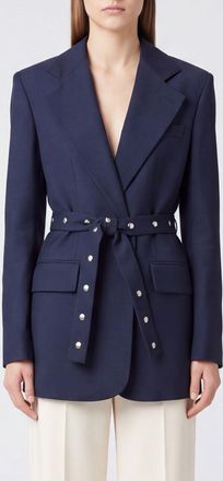 Stella McCartney Blazer corto slim fit in viscosa con borchie e cintura