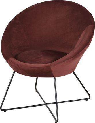 Maisons du monde Sillón de terciopelo terracota con patas de acero negro