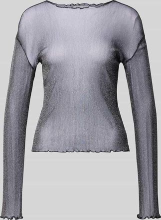 Tom Tailor Denim Slim Fit Langarmshirt aus semitransparentem Mesh in Graphit Melange, Gr&ouml;&szlig;e XL