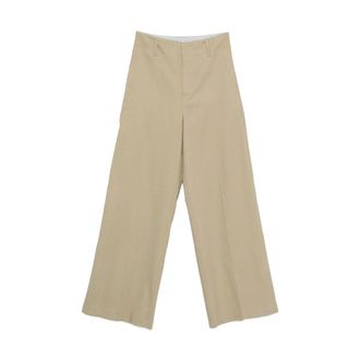 Alysi Straight Trousers, female, Beige, Size: XS Pant.lino Stretch Ampio