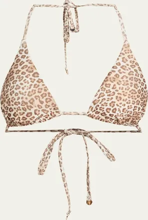 Ramy Brook Nikoleta Leopard Triangle Bikini Top