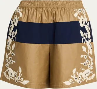 Sea New York Georgie Embroidered Pull-On Shorts