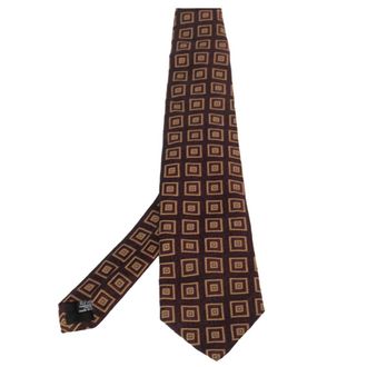 HUGO BOSS Boss By Hugo Boss Burgundy Square Patterned Silk Jacquard Traditional Tie