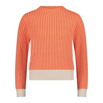 Betty & Co Truien & Vesten, Dames, Oranje, XL, Leer, Gebreide pullover met lange mouwen