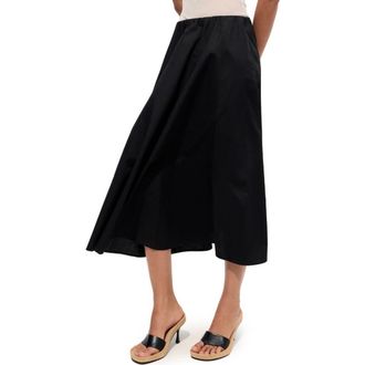 Mango Flared Cotton Midi Skirt in Black at Nordstrom, Size Xx-Large