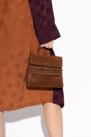 Moschino Suede Handbag, Womens, Brown