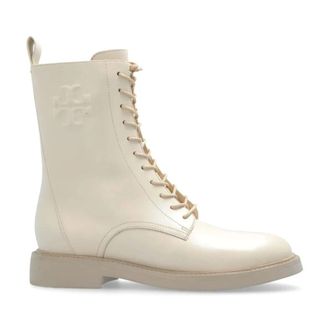 Tory Burch Turnlock Lug Boot - Dames - Veterlaarzen - Beige - 36 EU - Leer - Schoenen