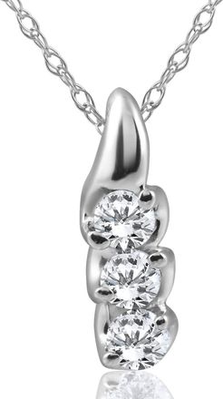 Pompeii3 1/3ct Three Stone 3 Diamond Pendant 14K White Gold