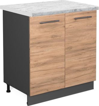 Vicco Armario Bajo Para Fregadero Fame-line, Roble Dorado, 80 Cm, Et M&aacute;rmol