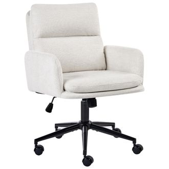 Beliani Silla De Oficina Tapizada En Tela Giratoria Ajuste De Altura Del Asiento Gris Claro Constantia