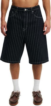 Cotton On Mens Super Baggy Jort in Pinstripe Blue at Nordstrom, Size 26