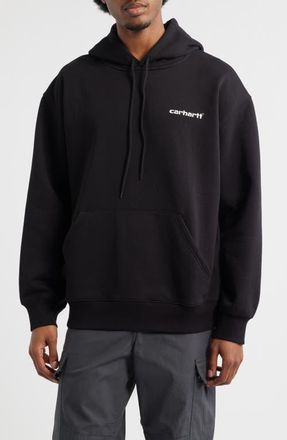 Carhartt Work in Progress Logo Hooded Sweatshirt in Black at Nordstrom, Size Xx-Large