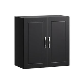 SoBuy Sobuy - Mueble De Pared Armario Suspendido Con 2 Puertas Armario Colgante Para Ba&ntilde;o Con Balda Ajustable Negro 60 X 30 X 60 Cm Frg231-sch Es