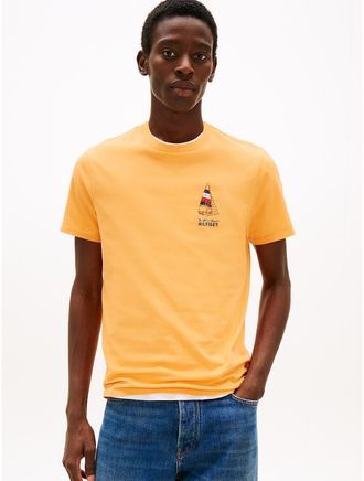 Tommy Hilfiger Mens Hilfiger Sailboat Logo T-Shirt - Orange - XS