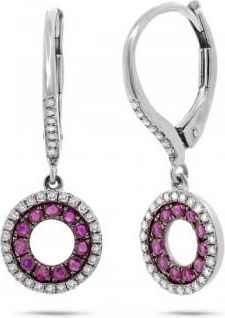 Allurez 0.21ct Diamond & 0.37ct Ruby 14k White Gold Earrings