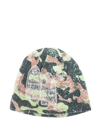 Who Decides War by Ev Bravado Flame camouflage embroidered beanie hat - Green