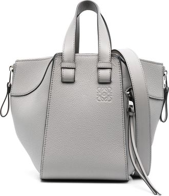 Loewe Compact Hammock leather shoulder bag - women - Calf Leather/Calf Leather/Cotton/Linen/Flax - OS - Grey