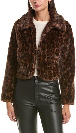 La Fiorentina Leopard Faux Fur Cropped Jacket