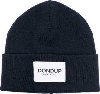 Dondup logo-patch fine-knit beanie - unisex - Wool/Acrylic - One Size - Blue