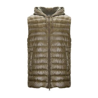 Herno Vests, male, Green, Size: 3XL Mens Hooded Zip-Up Vest