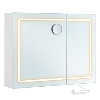 Vasagle Armario de ba&ntilde;o con espejo led funci&oacute;n antivaho y multienchufe