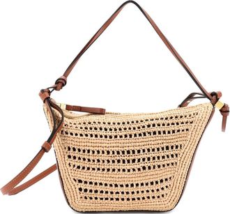 Loewe Hammock Hobo Raffia Mini shoulder bag - Bruin