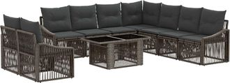 vidaXL Conjunto De Sof&aacute;s De Jard&iacute;n 10 Uds. Gris Y Gris Oscuro Vidaxl