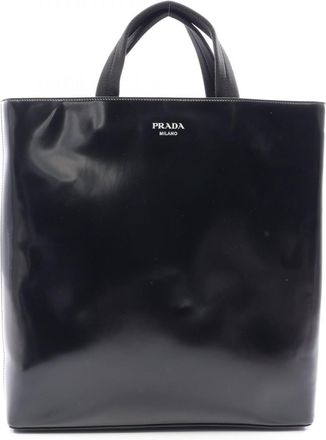Prada Black Leather Handbag Tote Bag (Pre-Owned)