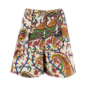 Etro Korte Broeken, Dames, Veelkleurig, 2Xs, Katoen, Paisley Jacquard Bermuda Shorts