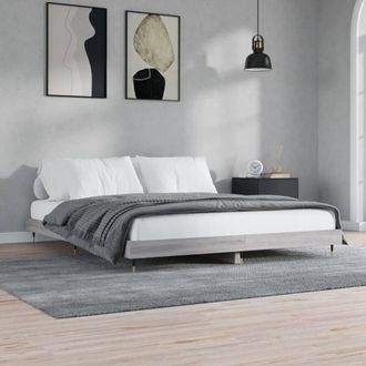 Berkfield Home Durable Bed Frame Grey Sonoma 120x200 cm Engineered Wood | Size: Small Double