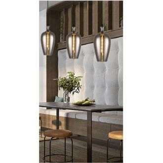 Trade Shop Trade Shop Traesio - Trade Shop - Lampadario Da Soffitto In Vetro Ambrato Lampada a Sospensione Ovale E27 A36-06