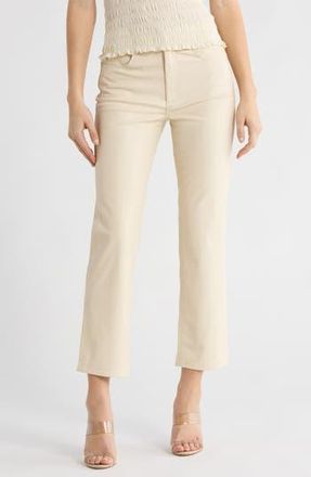 AG - Adriano Goldschmied High Waist Crop Straight Leg Faux Leather Pants in Ivory Dust at Nordstrom Rack, Size 24