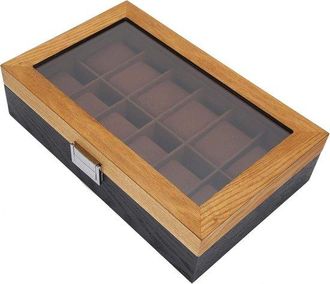 No Brand Caja Para Relojes De Madera Maciza Con 12 Compartimentos, Expositor Bicolor, Organizador Cl&aacute;sico De Colecci&oacute;n, 31,5 X 19,8 X 8 Cm, Para Hombre Y Mujer