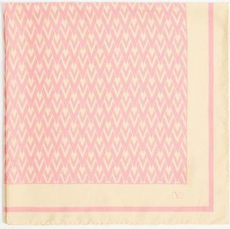Valentino Garavani Foulard Toute La V In Seta Donna CREMA/ROSA UNI