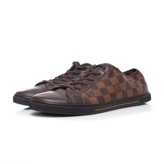 Louis Vuitton Pre-owned Mens Damier ebene low canvas trainers - Brown - Size 41.5 EU/IT