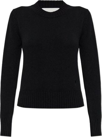 Ami Truien & Vesten, Dames, Zwart, XL, Wol, Cashmere Trui met Geborduurd Logo