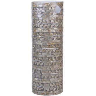 Wanderlust Deco Parag&uuml;ero Redondo De Madera Y Capiz Marr&oacute;n 20x20x57h Cm