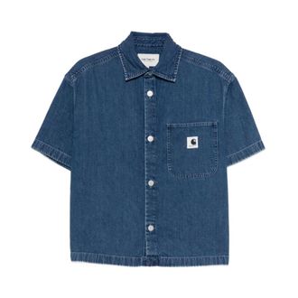 Carhartt Work in Progress Carhartt Wip, Denim Shirts, male, Blue, Size: XS Lovilia Short Sleeve Denim Shirt