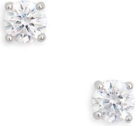 Nordstrom Rack Sterling Silver Round Cut CZ Studs - 0.50 ctw in Clear/silver at Nordstrom Rack