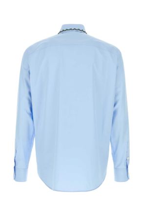 Valentino Garavani Mens Light-Blue Poplin Shirt Cielo Cotton Camicie