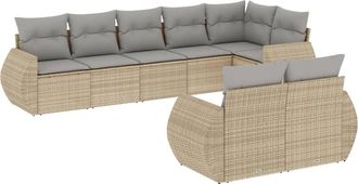 vidaXL Vidaxl - Juego De Sof&aacute;s De Jard&iacute;n Con Cojines Beige 8 Pzas Rat&aacute;n Pe