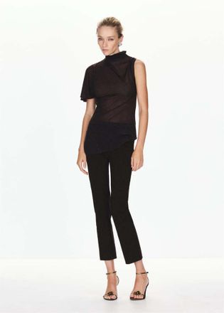 Mango Top asimmetrico strass cioccolato - Donna - XS - MANGO